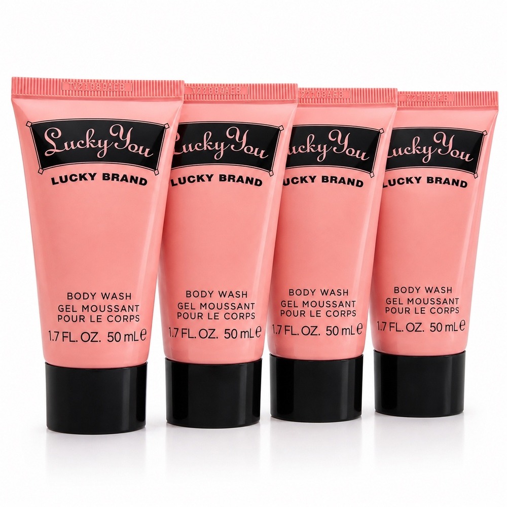 Lot of 4 Lucky Brand Lucky You Body Wash Gel Moussant Travel Size 1.7 oz Each
